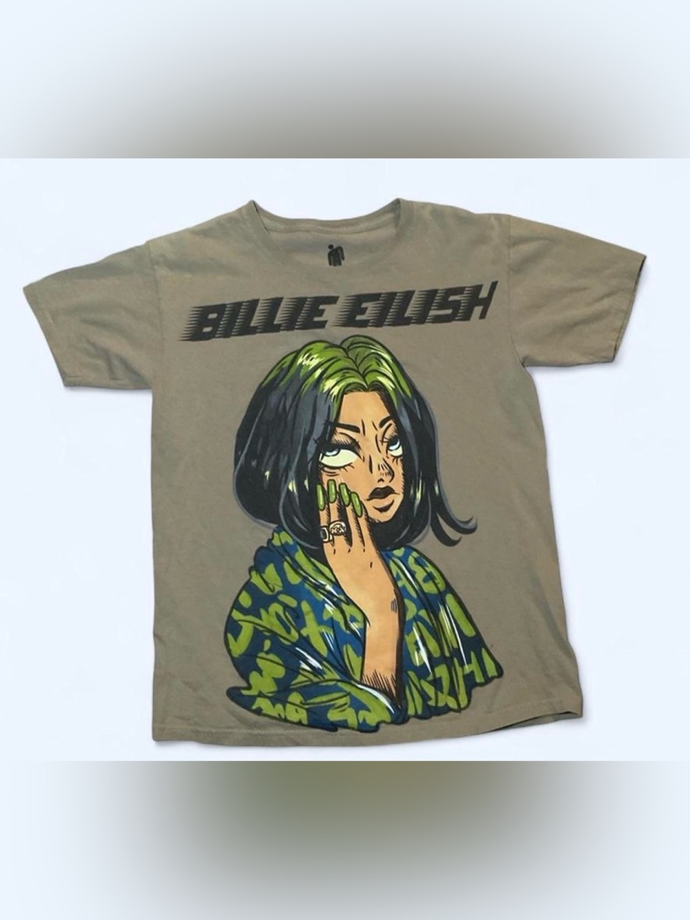 Billie Eilish graphic tee with woman with green hair size XS